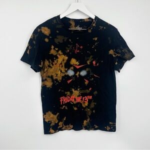 Friday The 13th Custom Bleach Splatter Short Sleeve Shirt Size Medium
